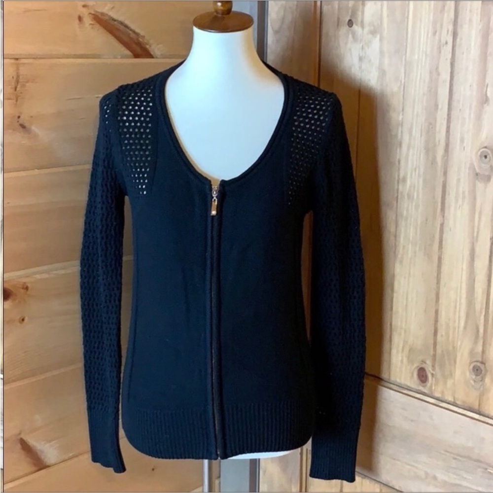 Boston Proper lightweight cardigan sweater with zipper closure Black Size Small - Picture 6 of 9